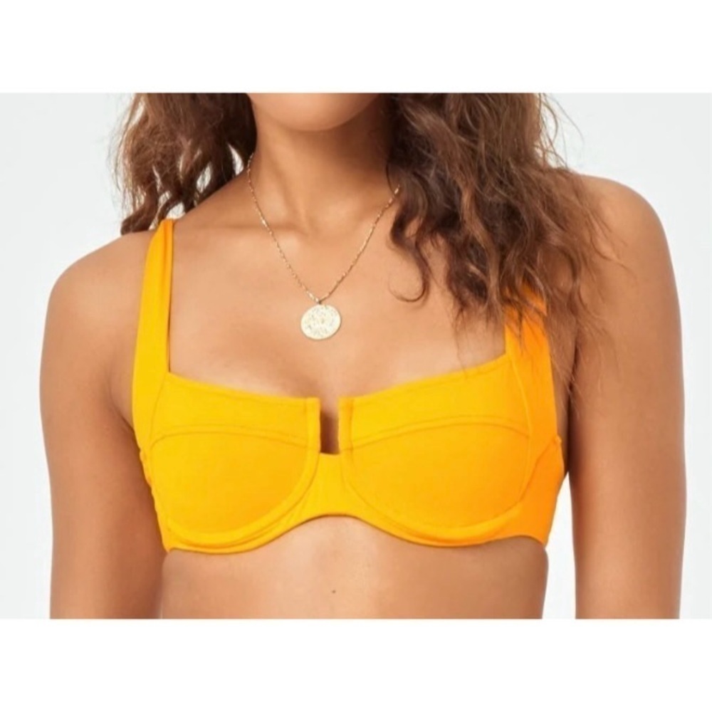 NEW L*SPACE Camellia Bikini Top in Mango